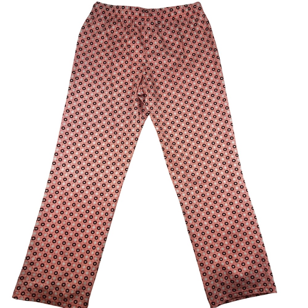Lands End Womens Pajama Pants Small Coral Geometric Medallion Stretch Lounge S
